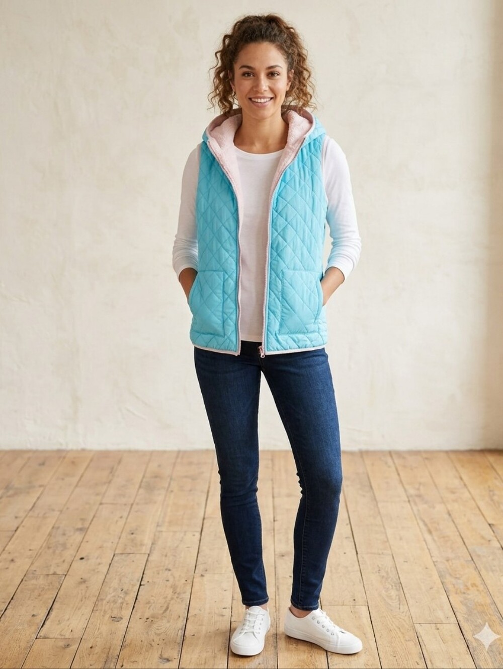 Zyia Reversible Quilted & Fleece Hooded Vest – Women's XS